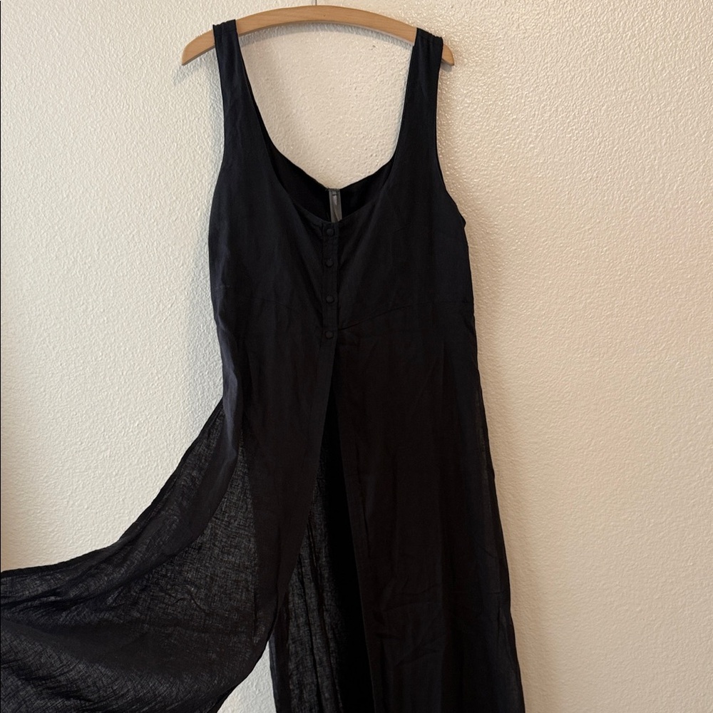 Anthropologie Black Maxi Split Hem Tank Top - Picture 2 of 5
